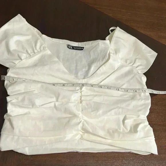 Zara white Ruched front crop top - Picture 6 of 9